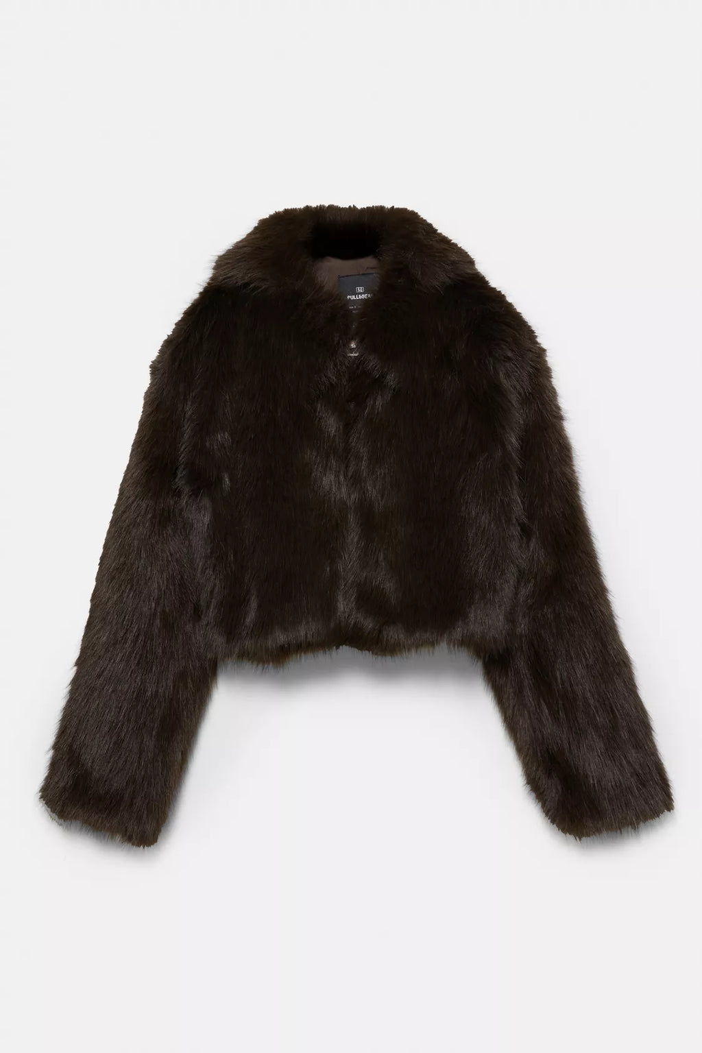 MANTEAU COURT EN FAUSSE FOURRURE À FERMETURE ÉCLAIR