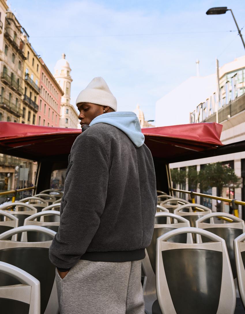 Blouson graphique effet mouton synthétique