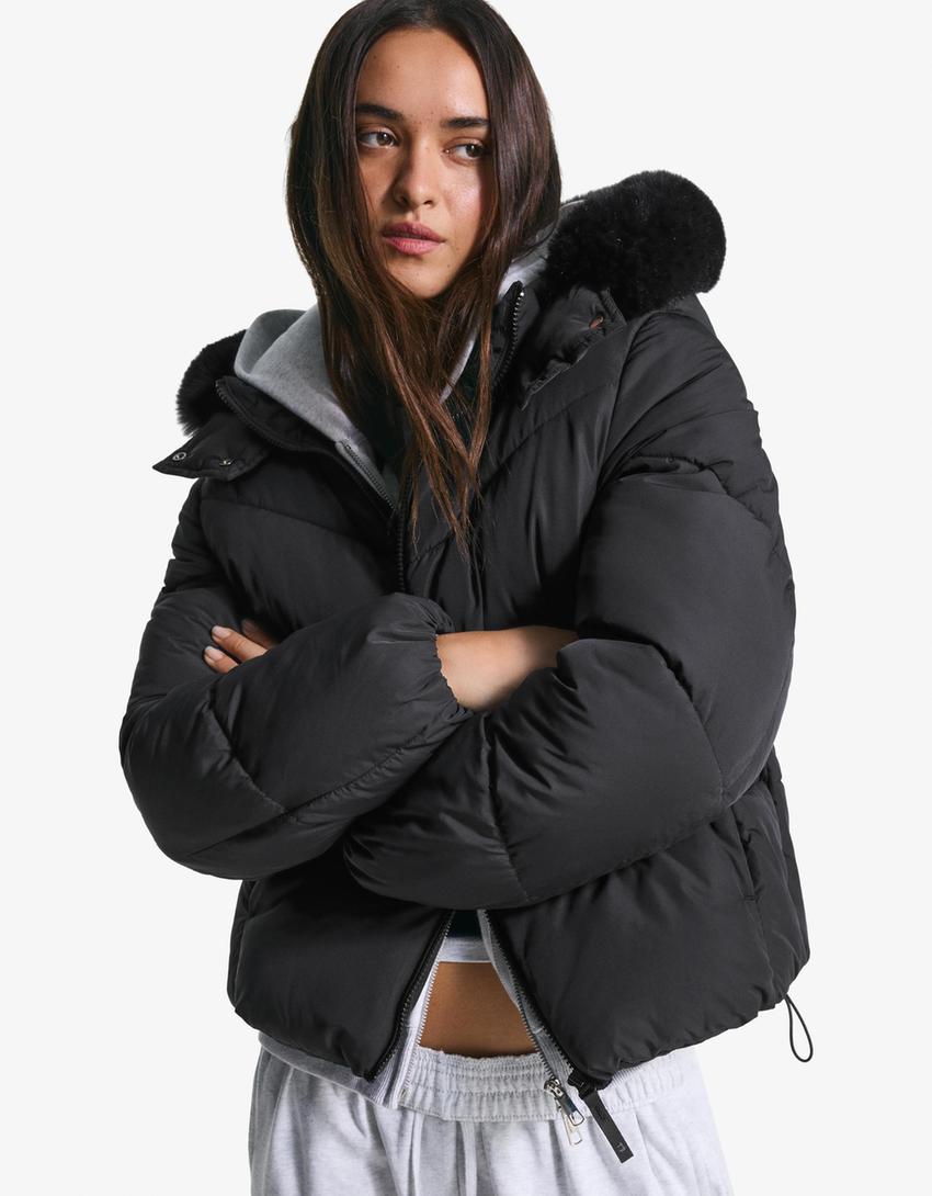 BLOUSON PUFFY DÉPERLANT CAPUCHE FOURRURE