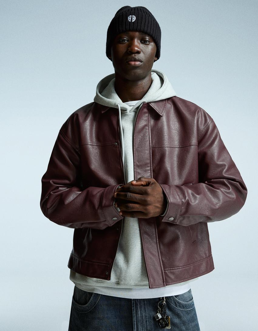 Veste Boxy Fit en Similicuir
