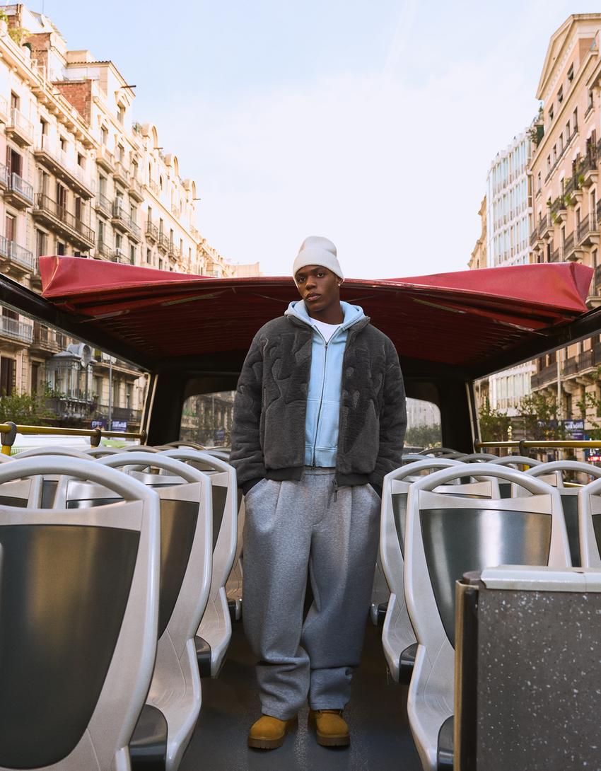 Blouson graphique effet mouton synthétique