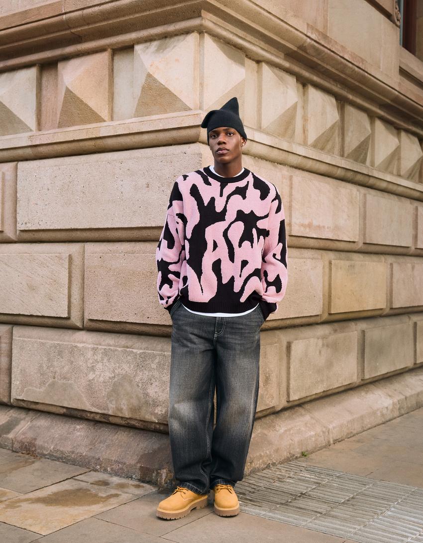 Pull chenille imprimé